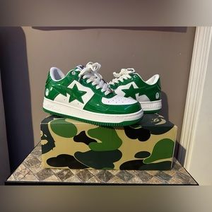 Bapesta Patent Leather Green/White